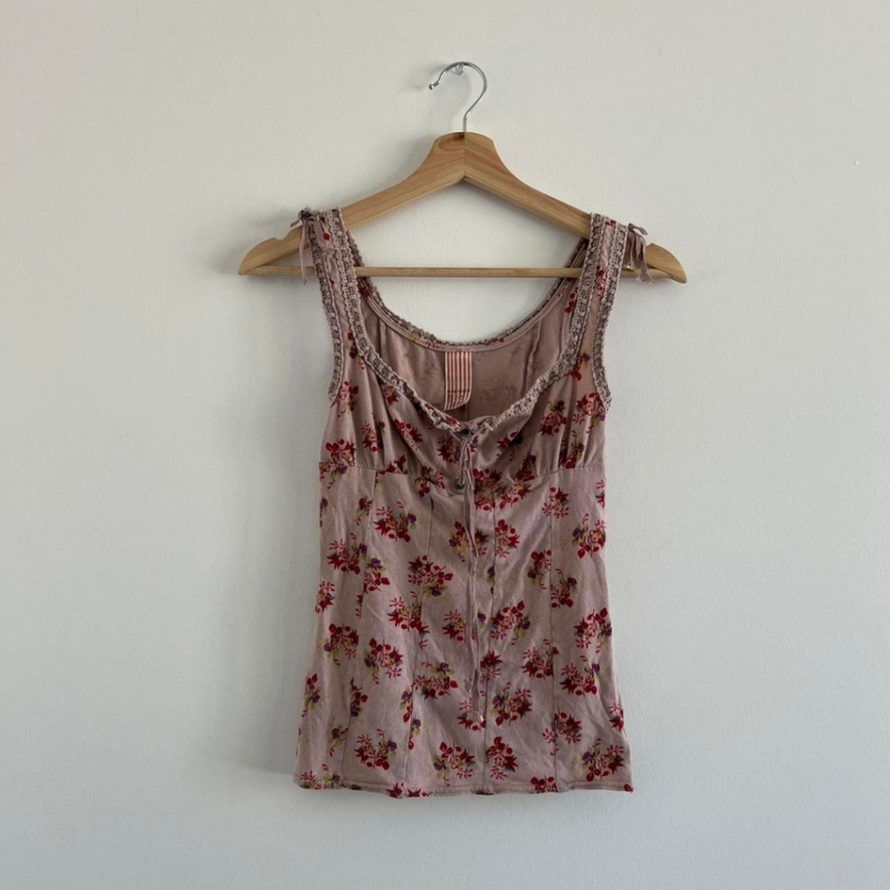 ISO!! Free People floral crochet strap corset milkmaid style cami